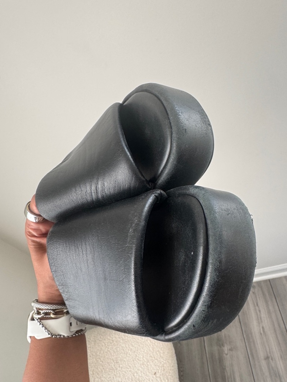 Balenciaga Black Platform Slide Sandals with Logo Heel Sz 40 - Picture 5 of 8